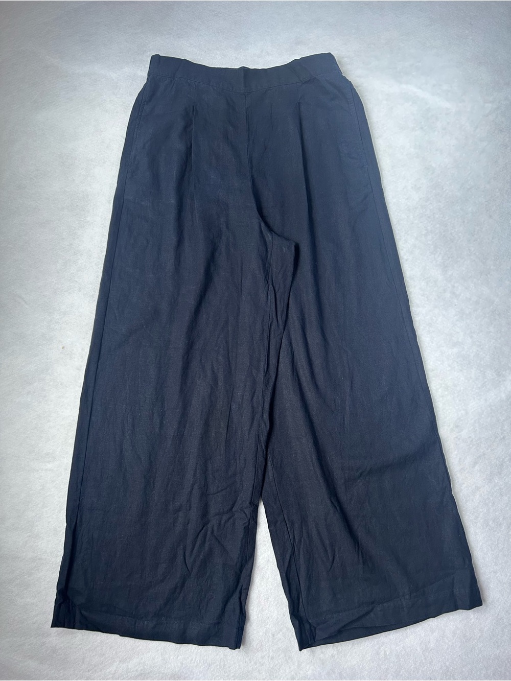 Madewell Navy Linen Blend Pull-On Wide Leg Pants Medium Resort Casual